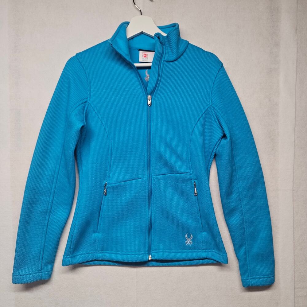 Spyder Women's Core Sweater Full Zip Jacket Aqua Blue Fleece Lined Size Medium